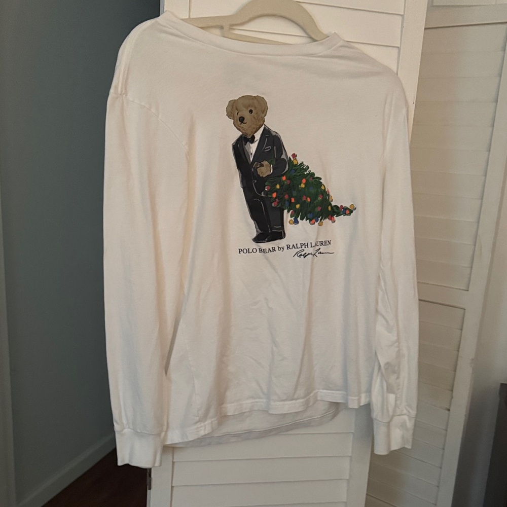 Ralph Lauren White Long Sleeve with Tuxedo Polo Bear